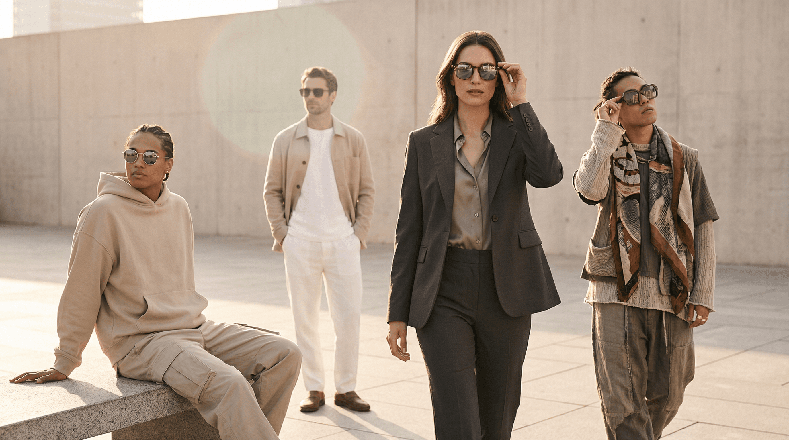 Güneş gözlüğü koleksiyonu grup çekimi